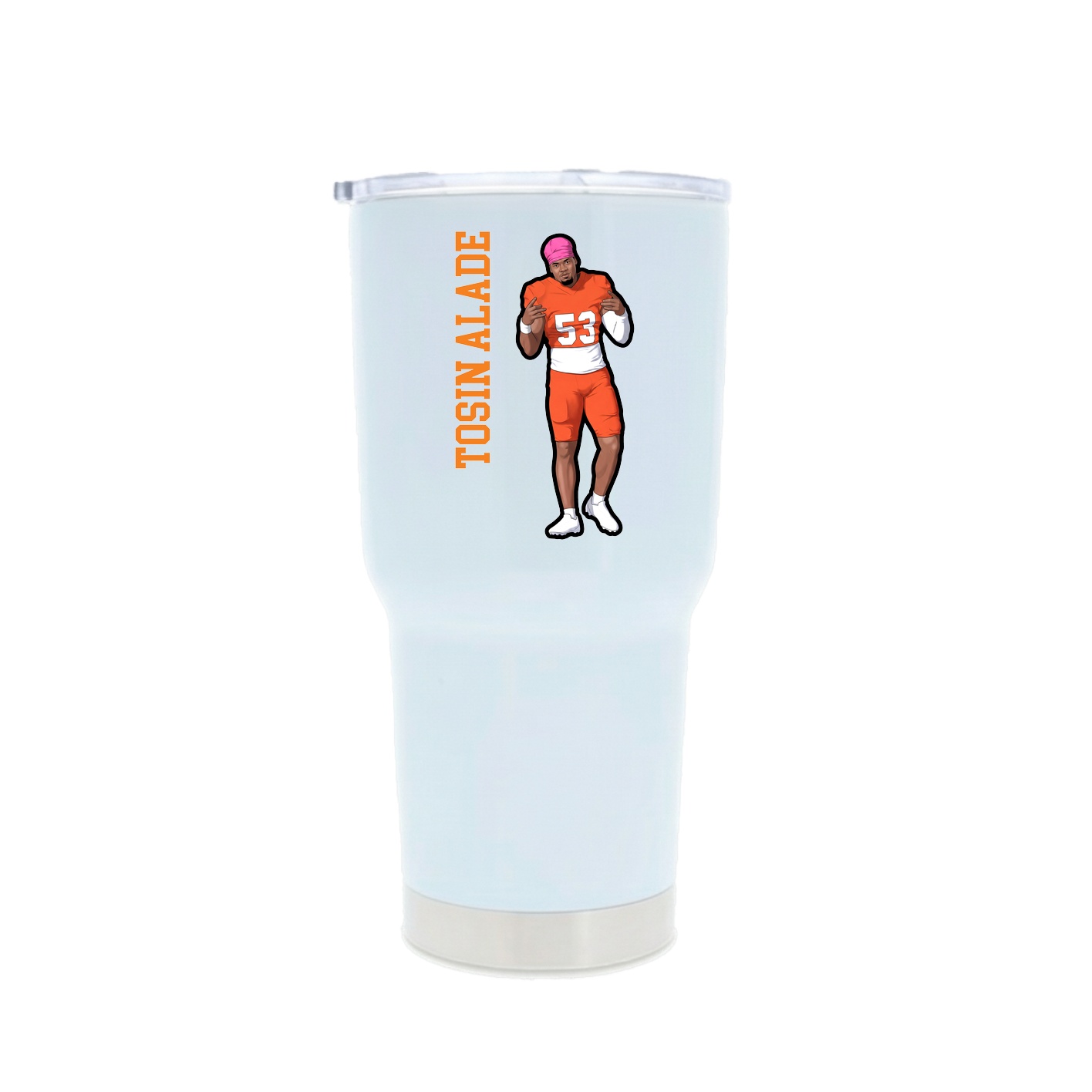 30oz Stainless Steel Tumbler — Name Vertical in White