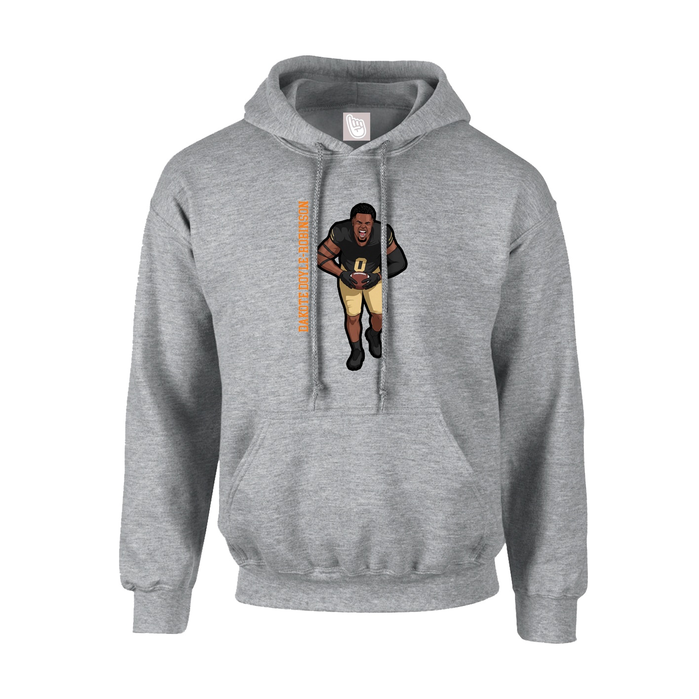 Youth Hoodie — Name Vertical in Grey