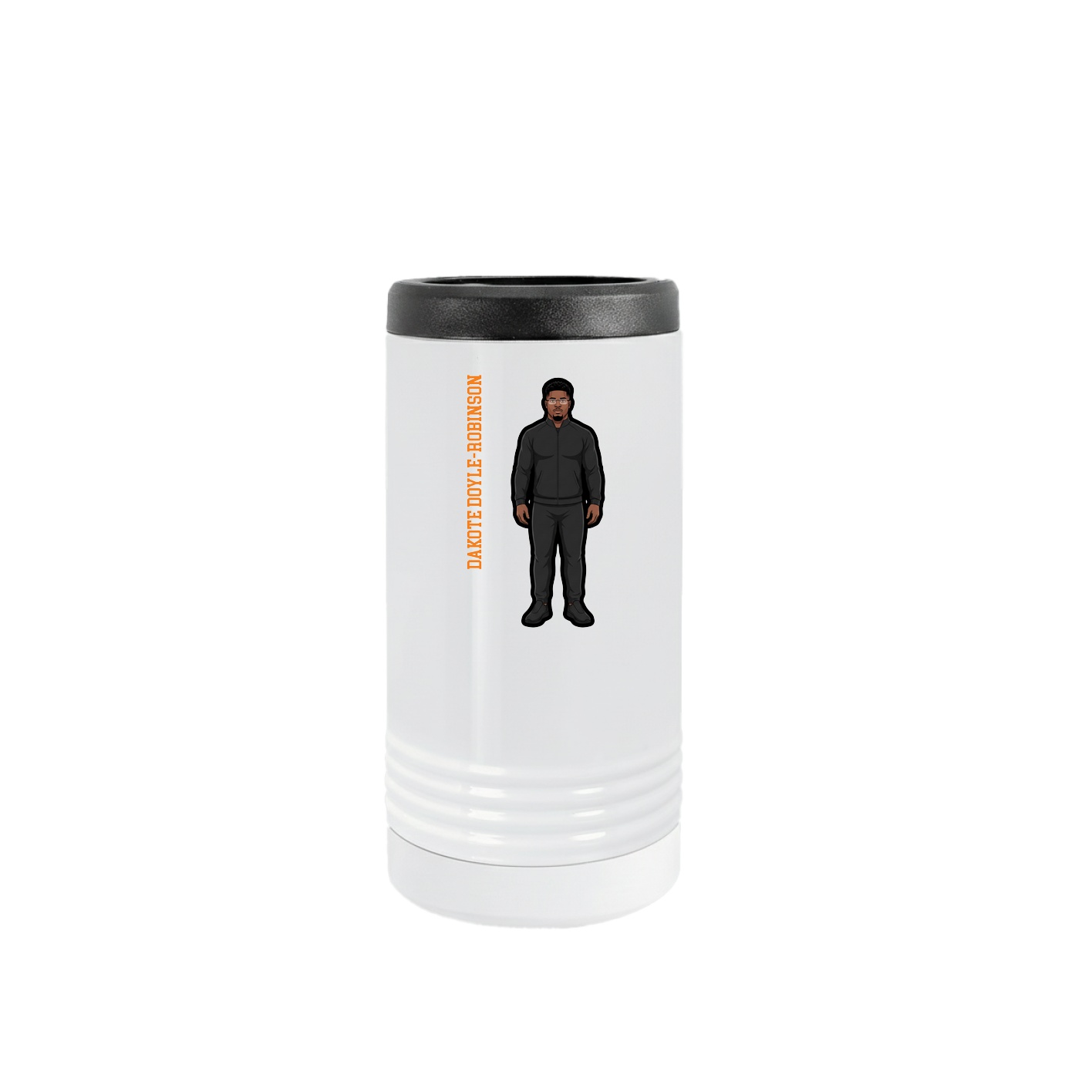 Slim Beverage Holder — Name Vertical in White