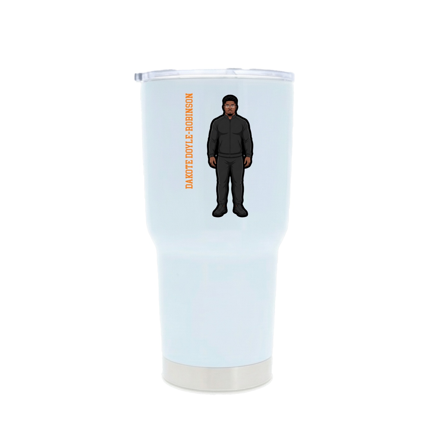 30oz Stainless Steel Tumbler — Name Vertical in White