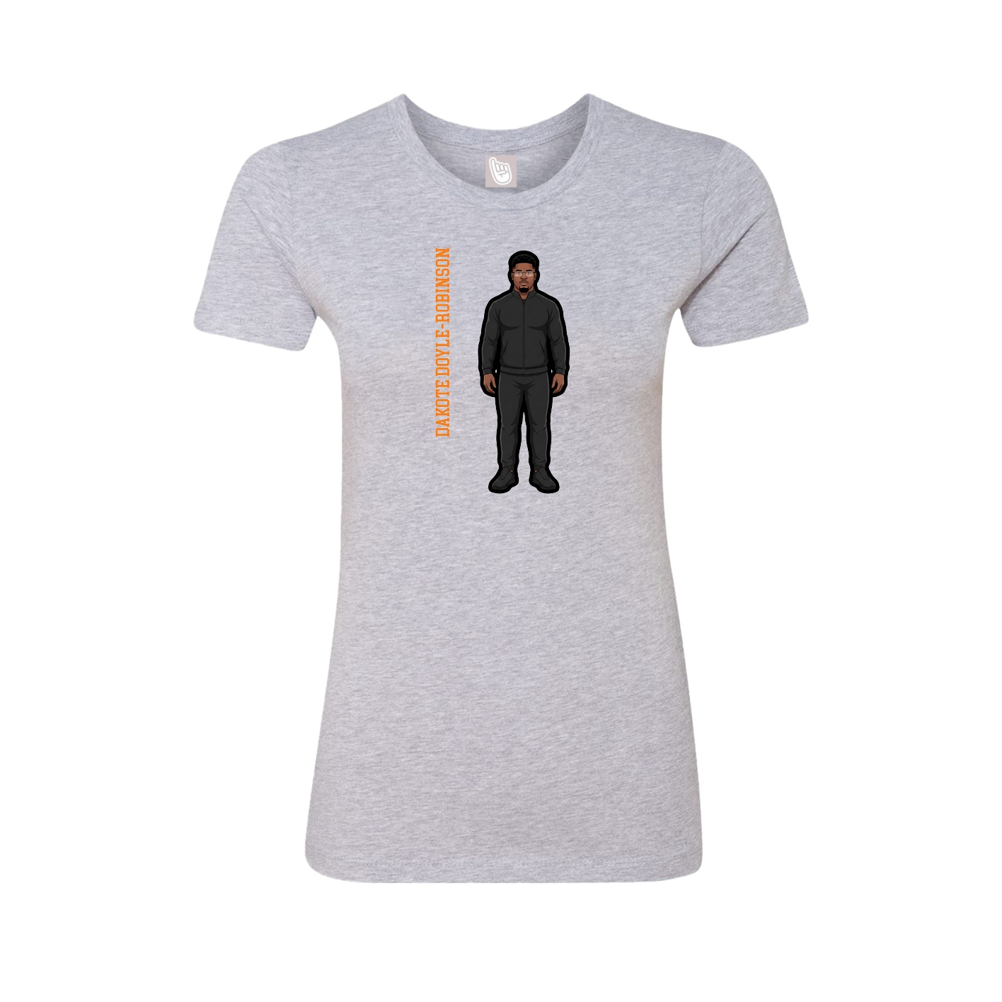Fitted Women's Tee — Name Vertical in Grey