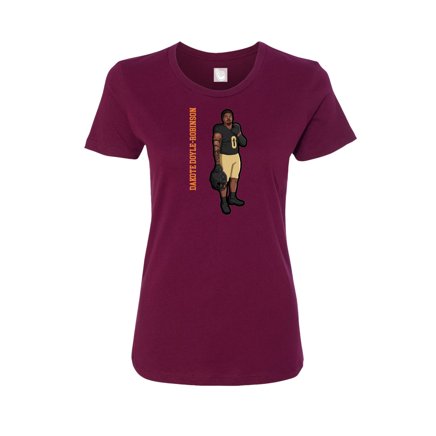 Fitted Women's Tee — Name Vertical in Maroon