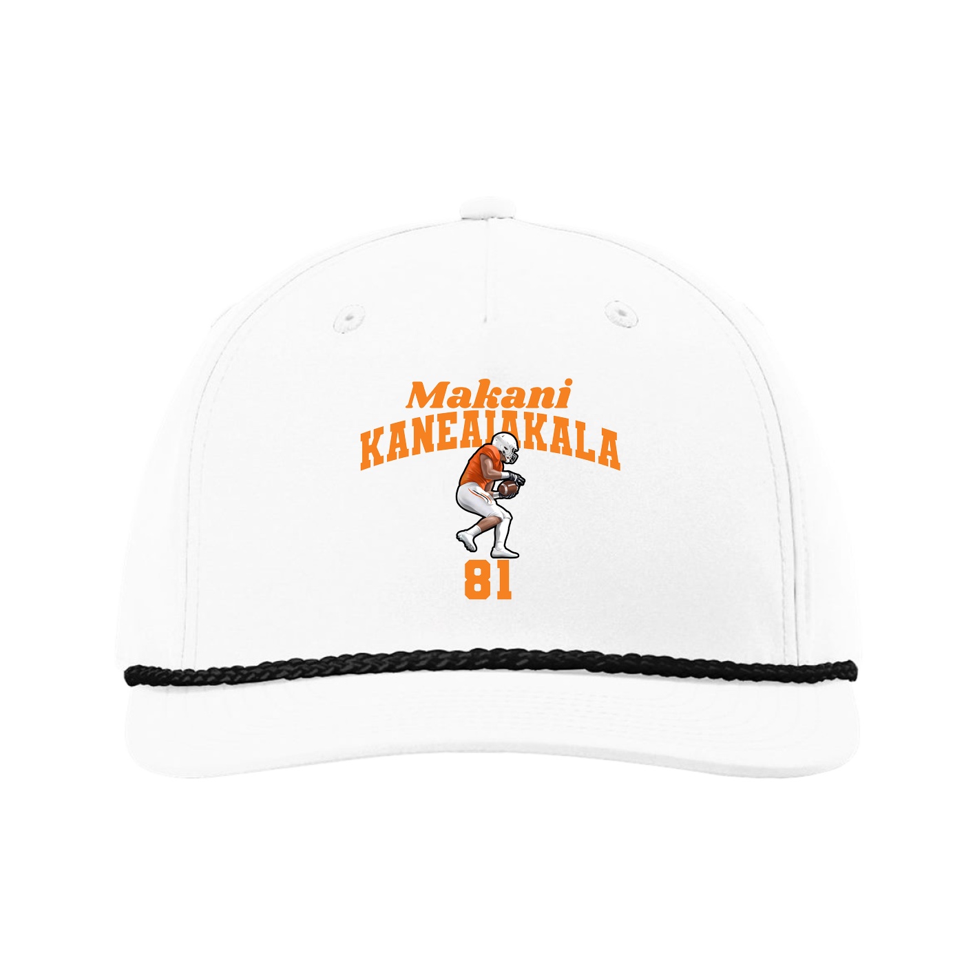 Five-Panel Classic Rope Cap — Signature Arch in White