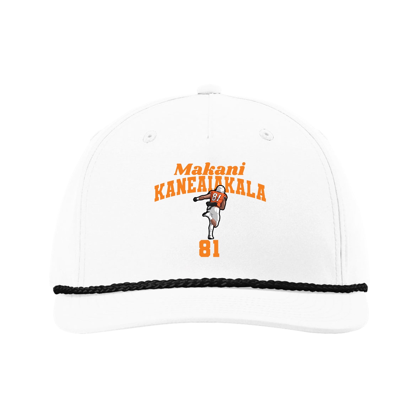 Five-Panel Classic Rope Cap — Signature Arch in White