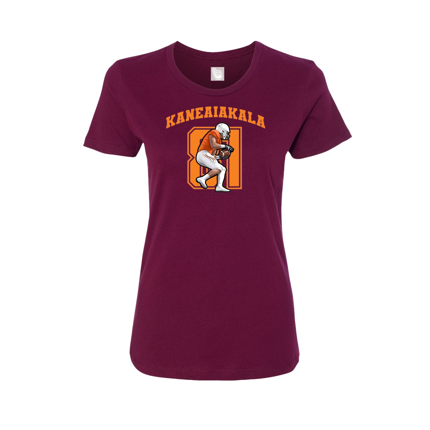 Fitted Women's Tee — Number in Maroon