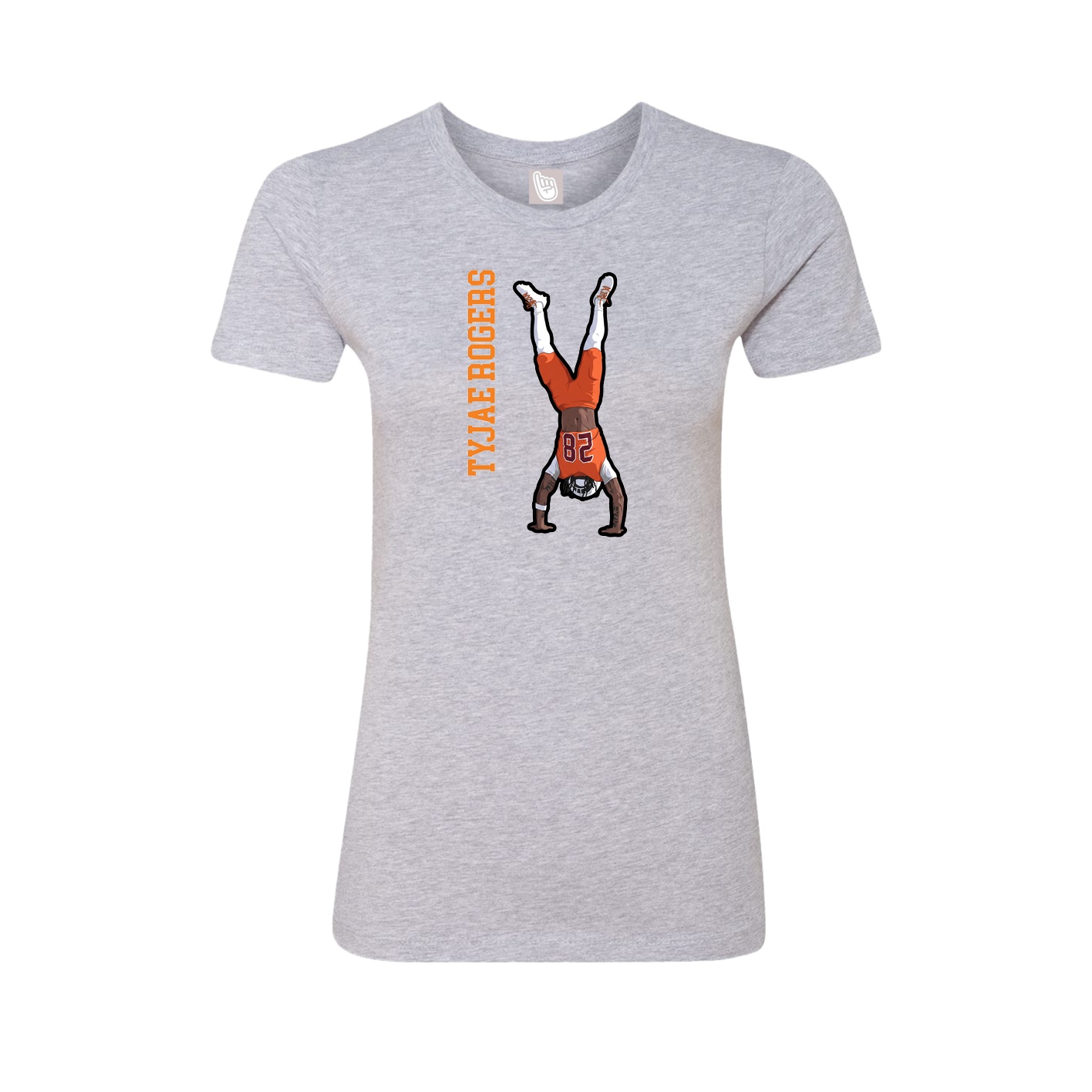 Fitted Women's Tee — Name Vertical in Grey