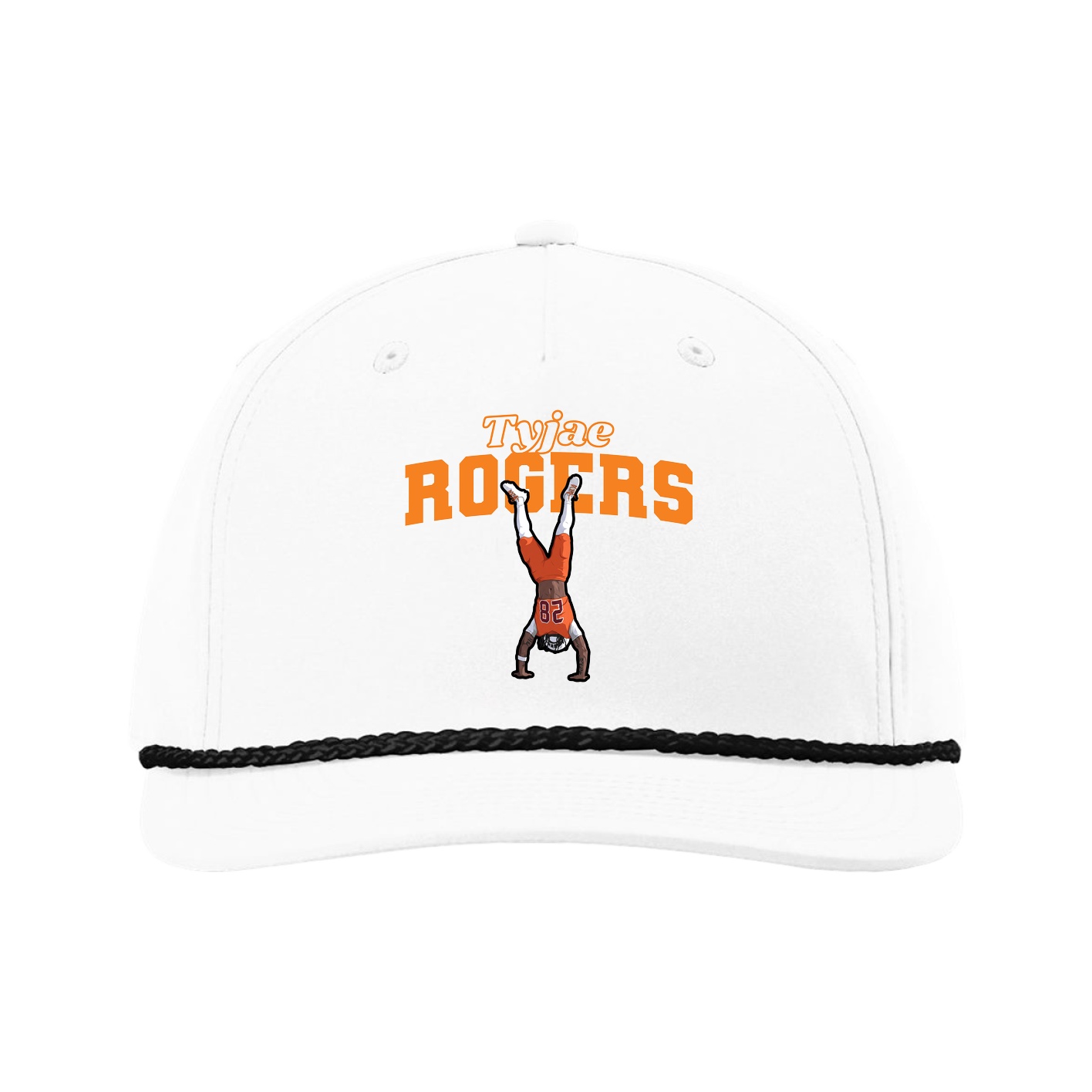 Five-Panel Classic Rope Cap — Name Arch in White