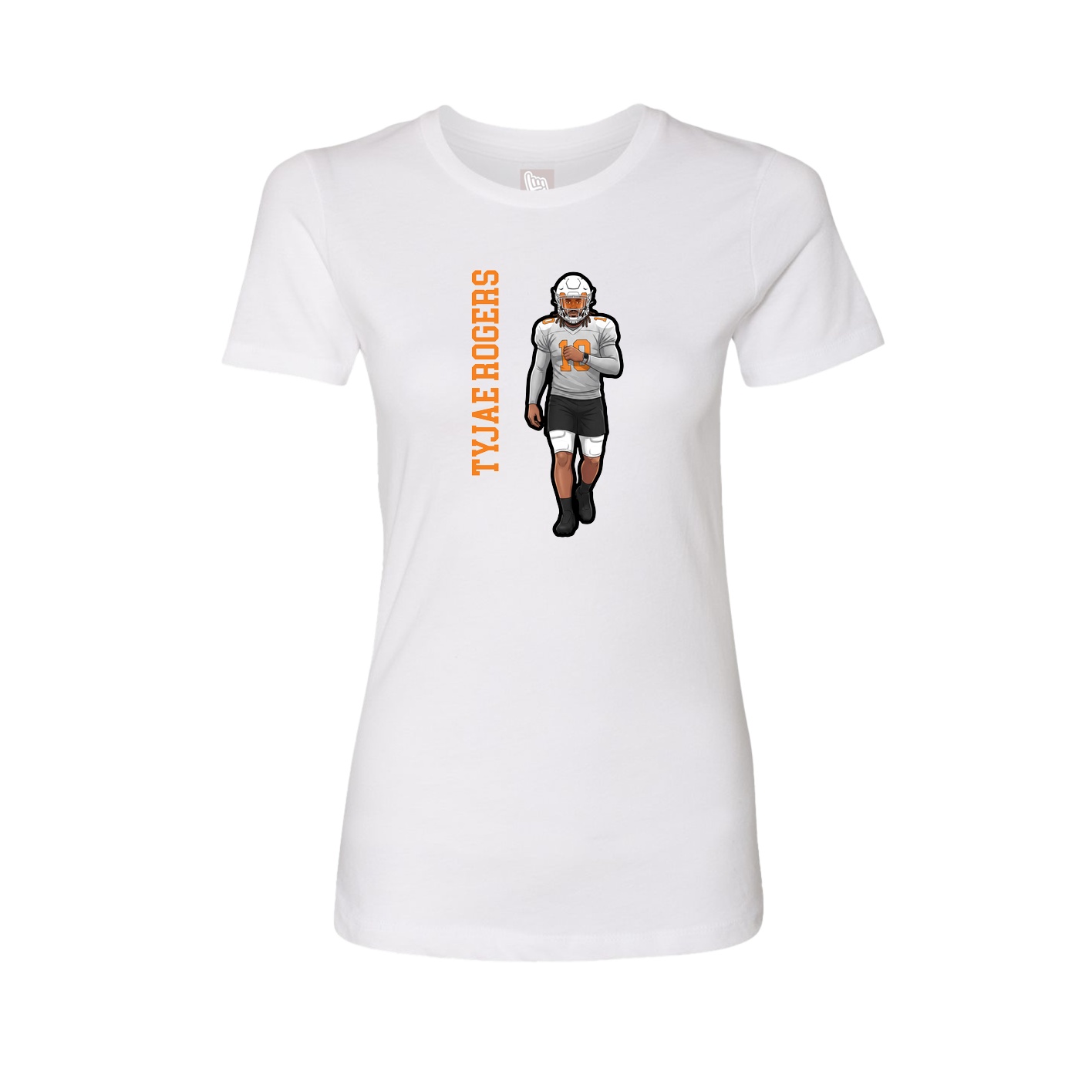 Fitted Women's Tee — Name Vertical in White