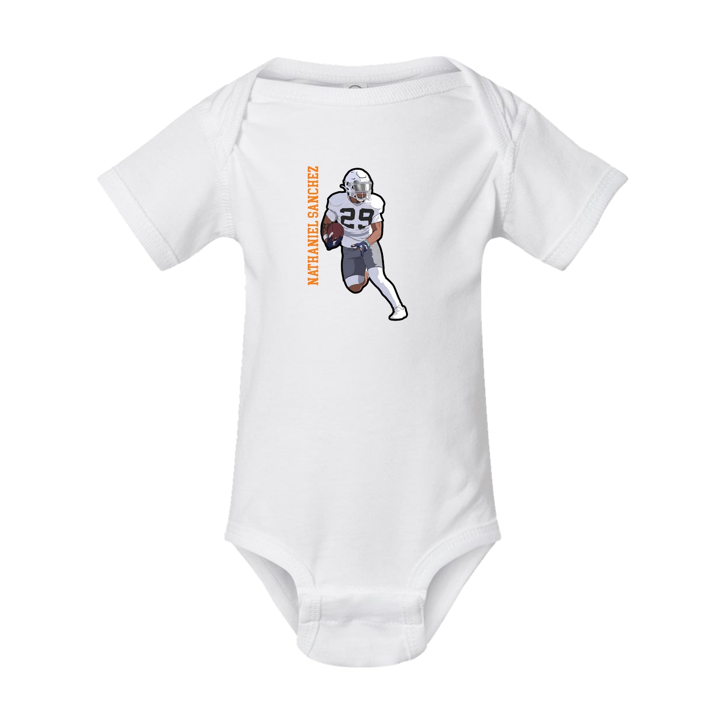 Baby Onesie — Name Vertical in White