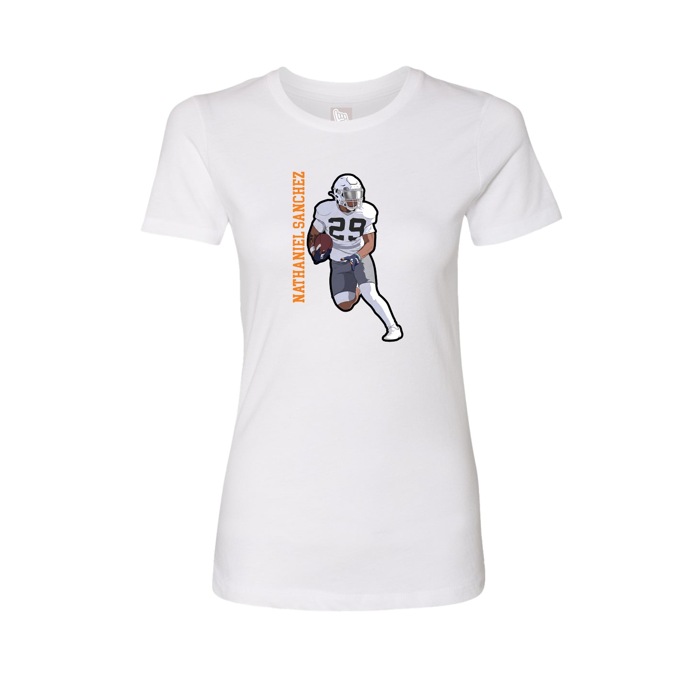 Fitted Women's Tee — Name Vertical in White