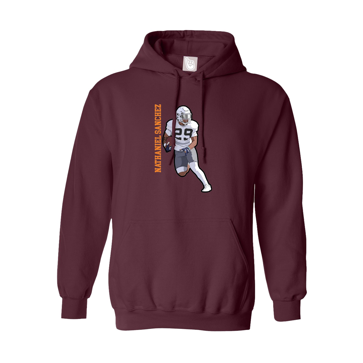 Hoodie — Name Vertical in Maroon