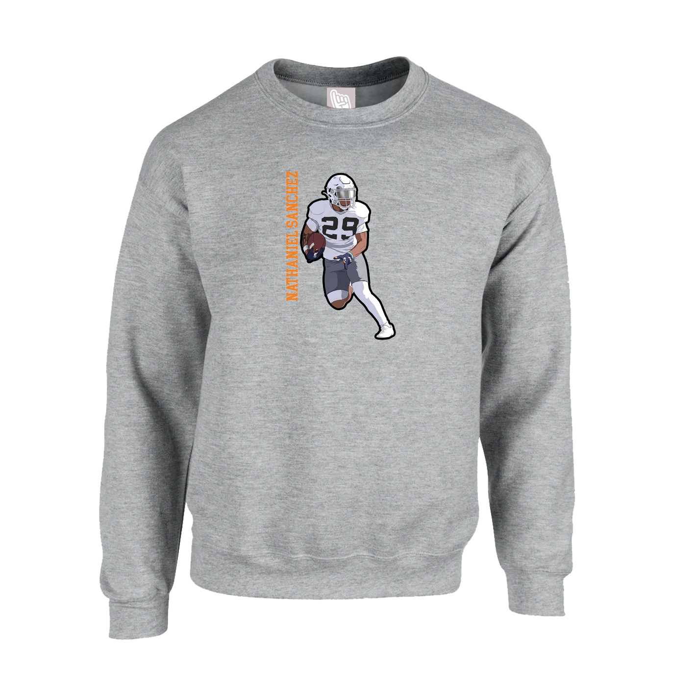 Fleece Crew — Name Vertical in Grey