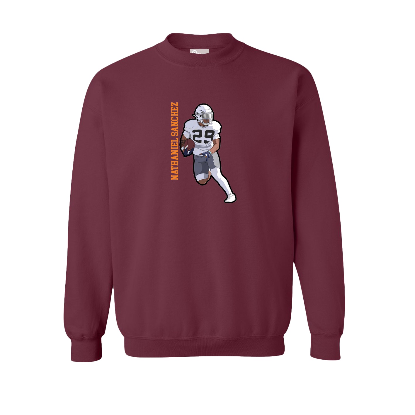 Fleece Crew — Name Vertical in Maroon
