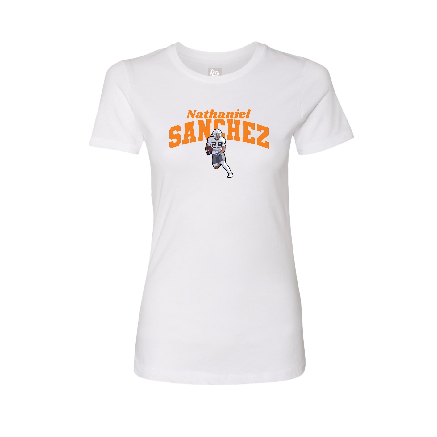 Fitted Women's Tee — Signature Arch in White