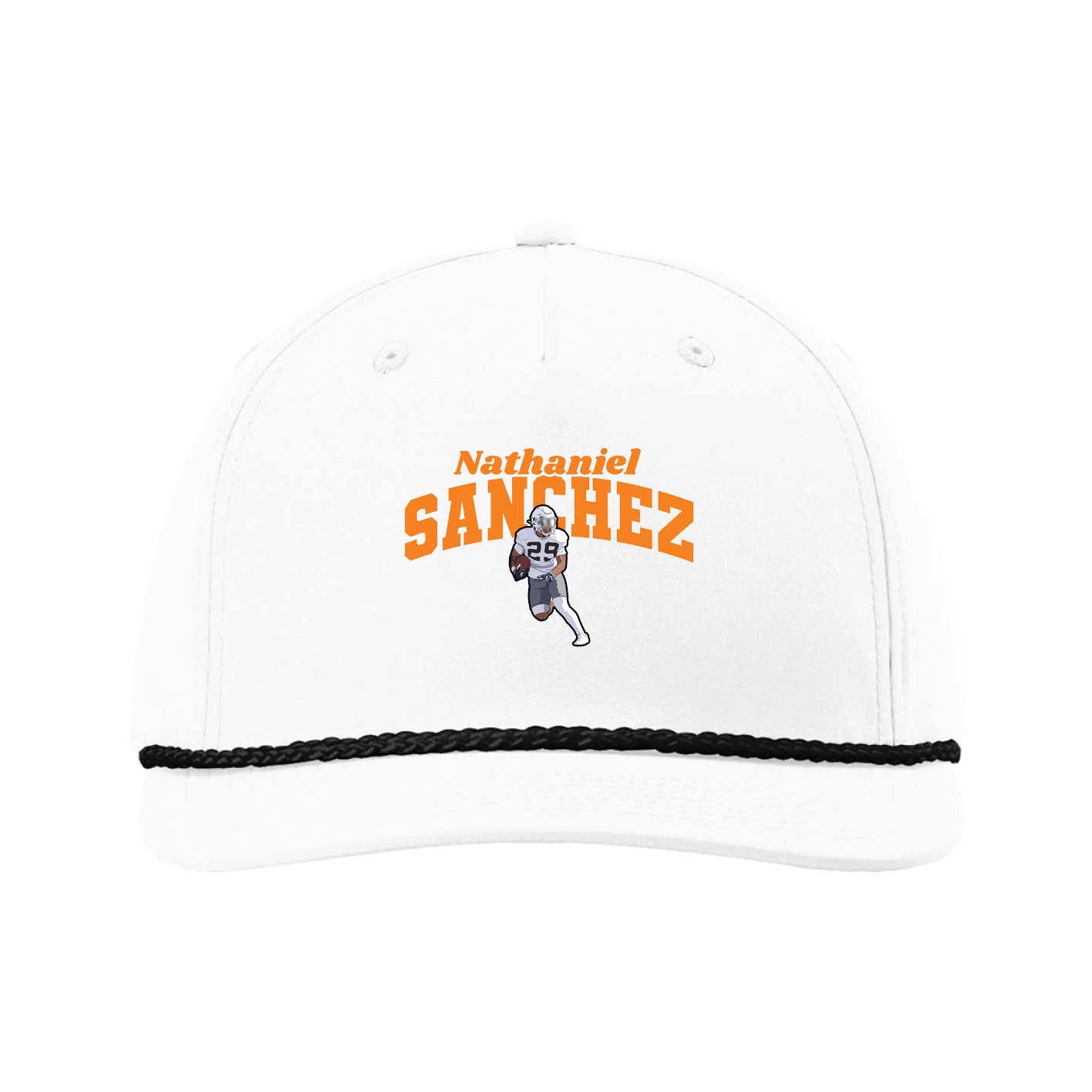 Five-Panel Classic Rope Cap — Signature Arch in White