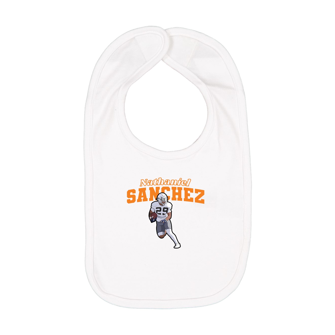 Infant Bib — Name Arch in White