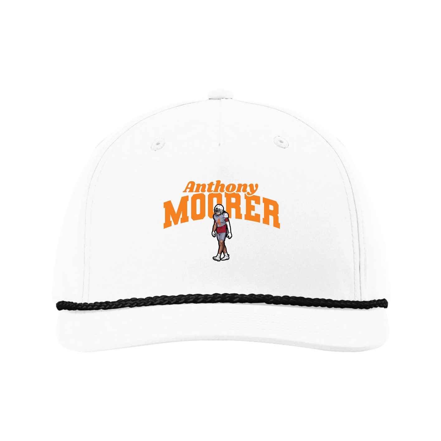Five-Panel Classic Rope Cap — Signature Arch in White