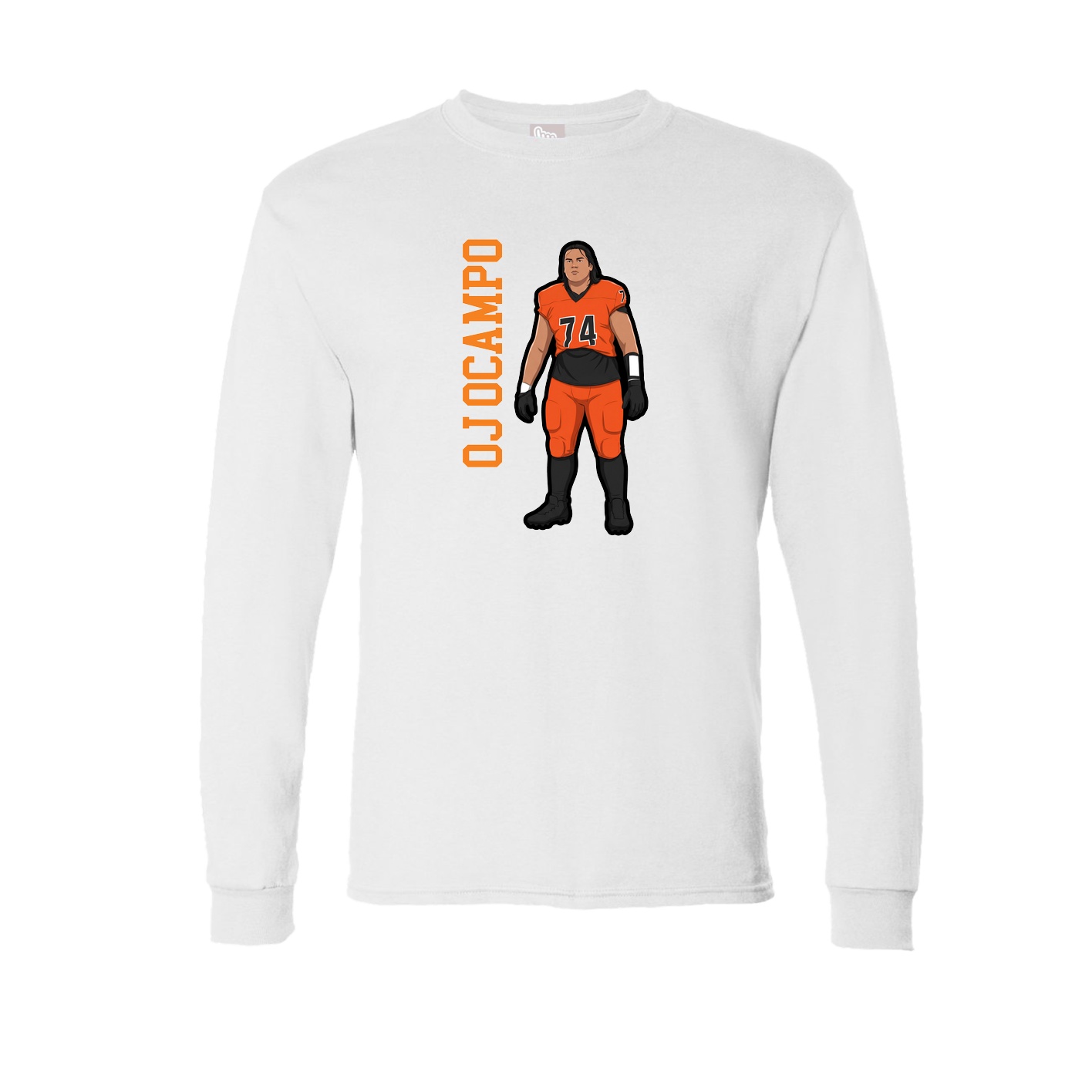 Long Sleeve Tee — Name Vertical in White