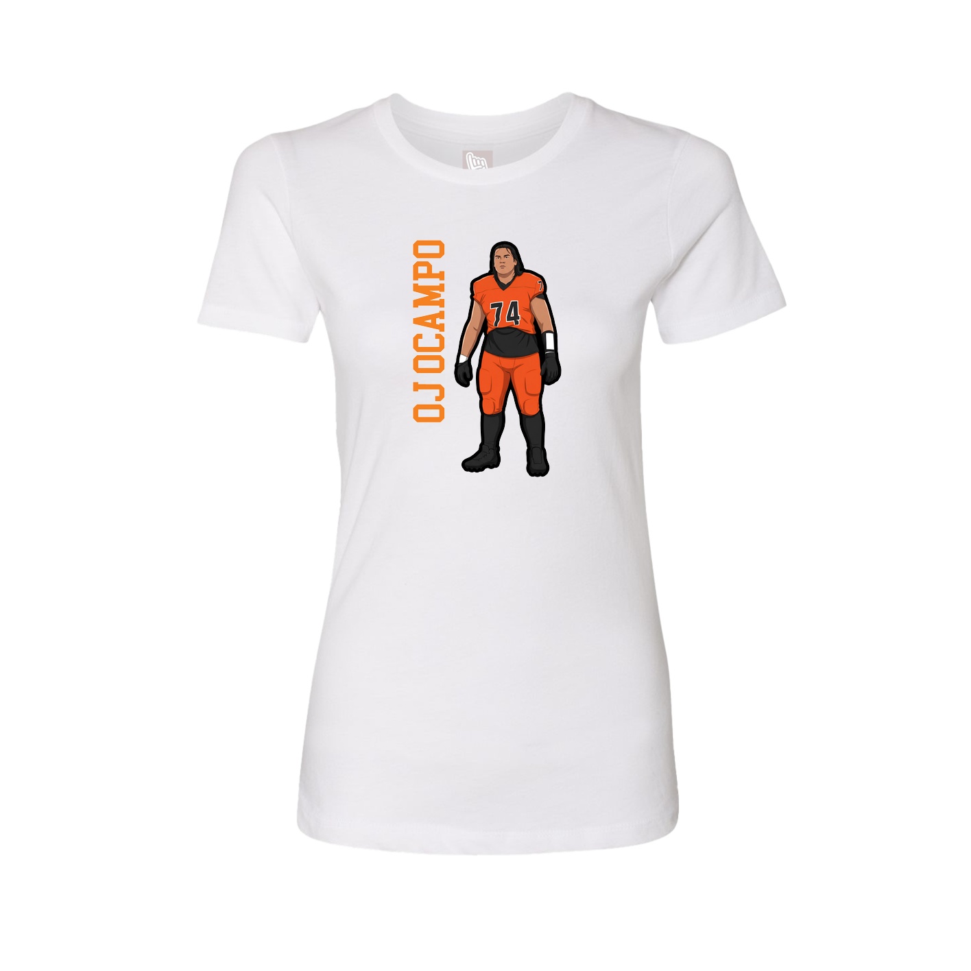 Fitted Women's Tee — Name Vertical in White