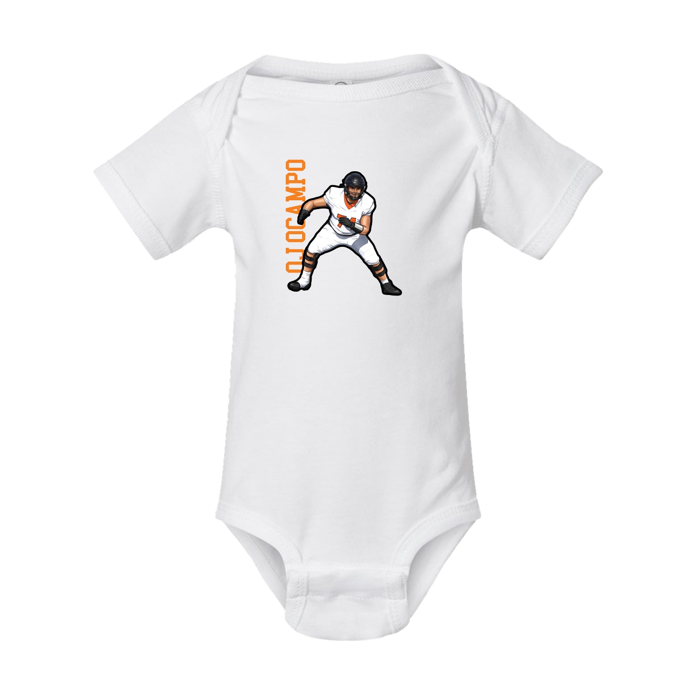 Baby Onesie — Name Vertical in White