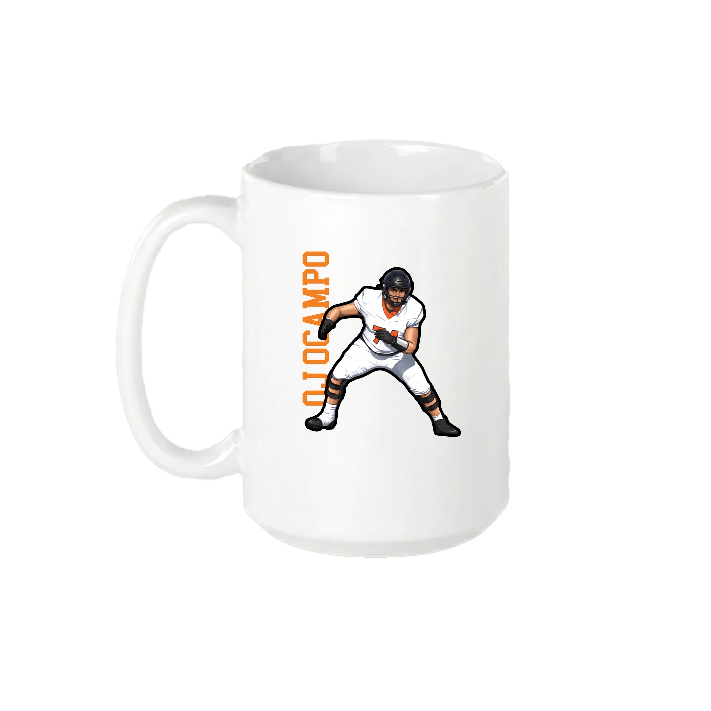 15oz Coffee Mug — Name Vertical in White
