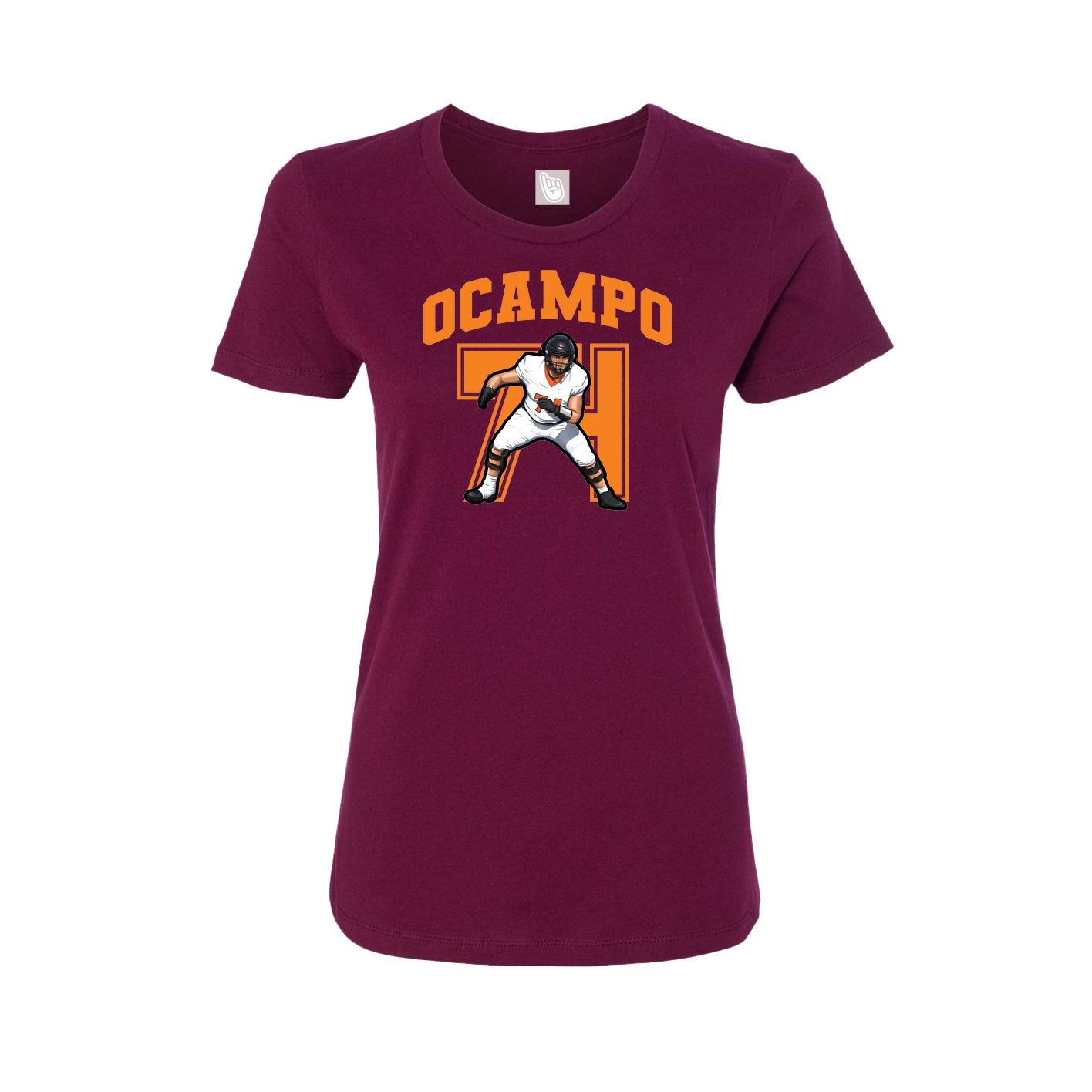 Fitted Women's Tee — Number in Maroon
