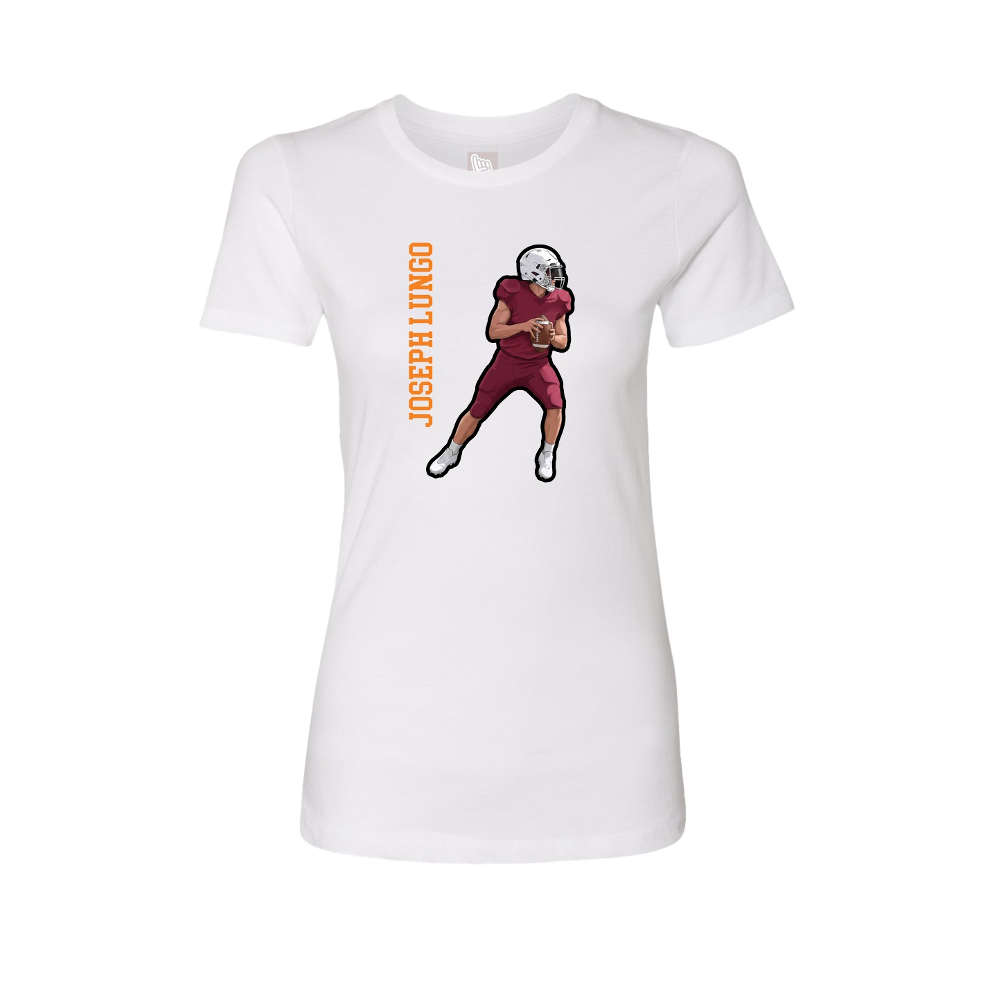 Fitted Women's Tee — Name Vertical in White