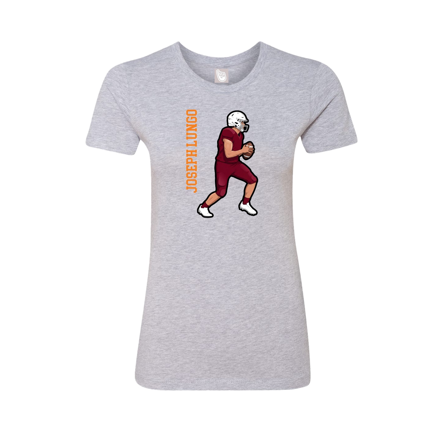 Fitted Women's Tee — Name Vertical in Grey