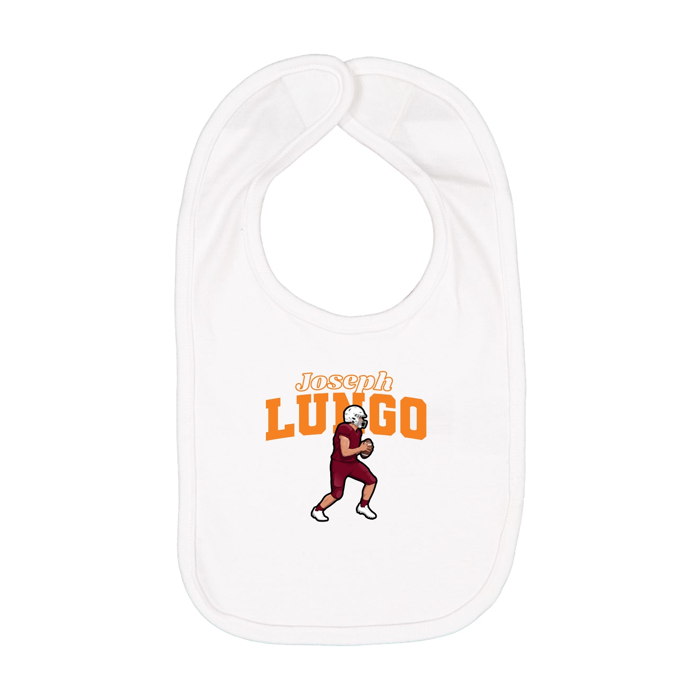 Infant Bib — Name Arch in White
