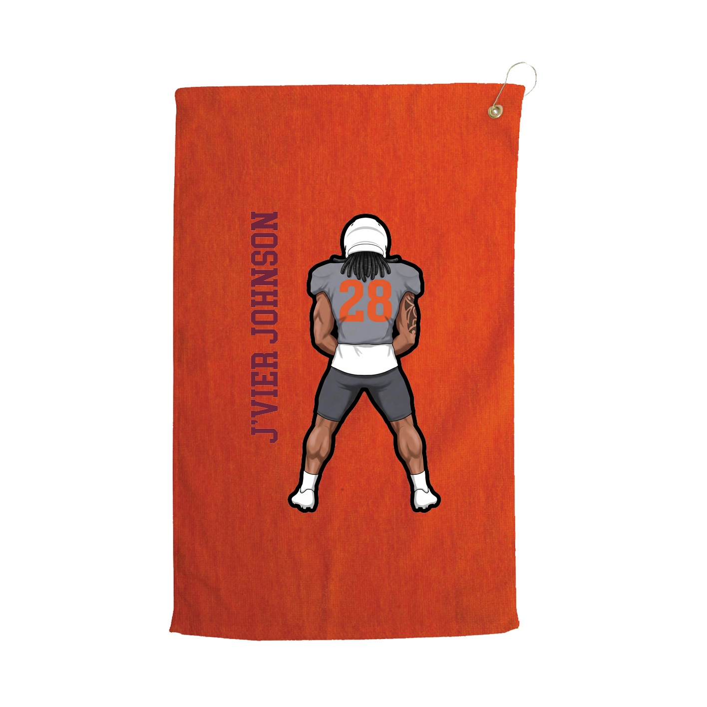Golf Towel — Name Vertical in Orange