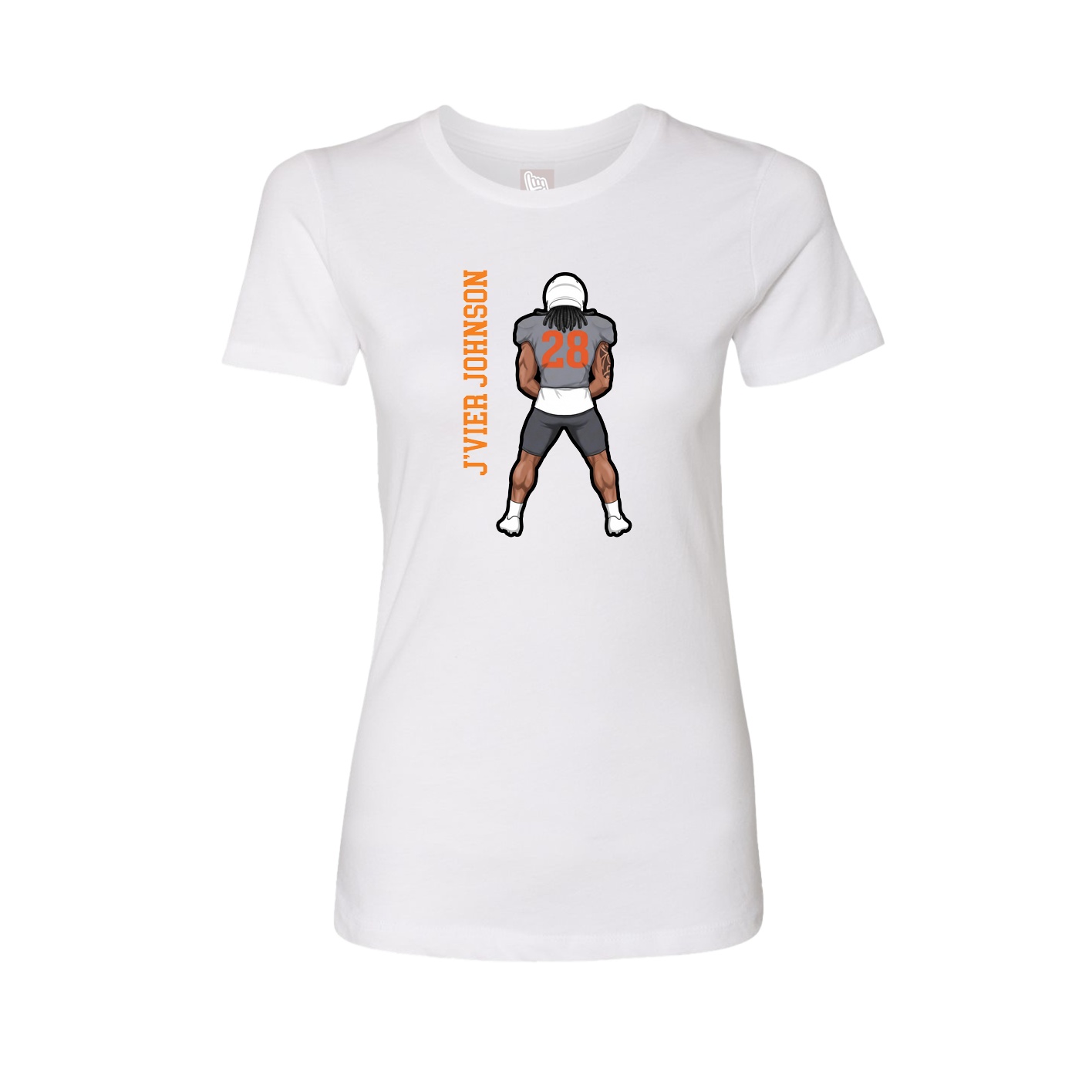 Fitted Women's Tee — Name Vertical in White