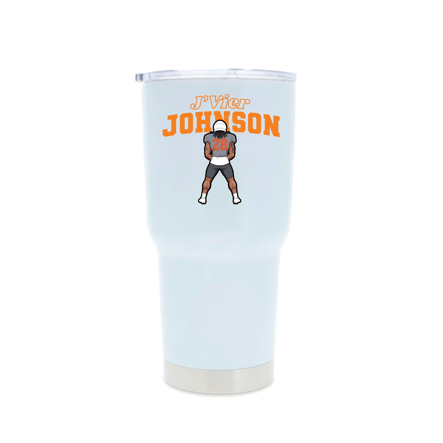 30oz Stainless Steel Tumbler — Name Arch in White