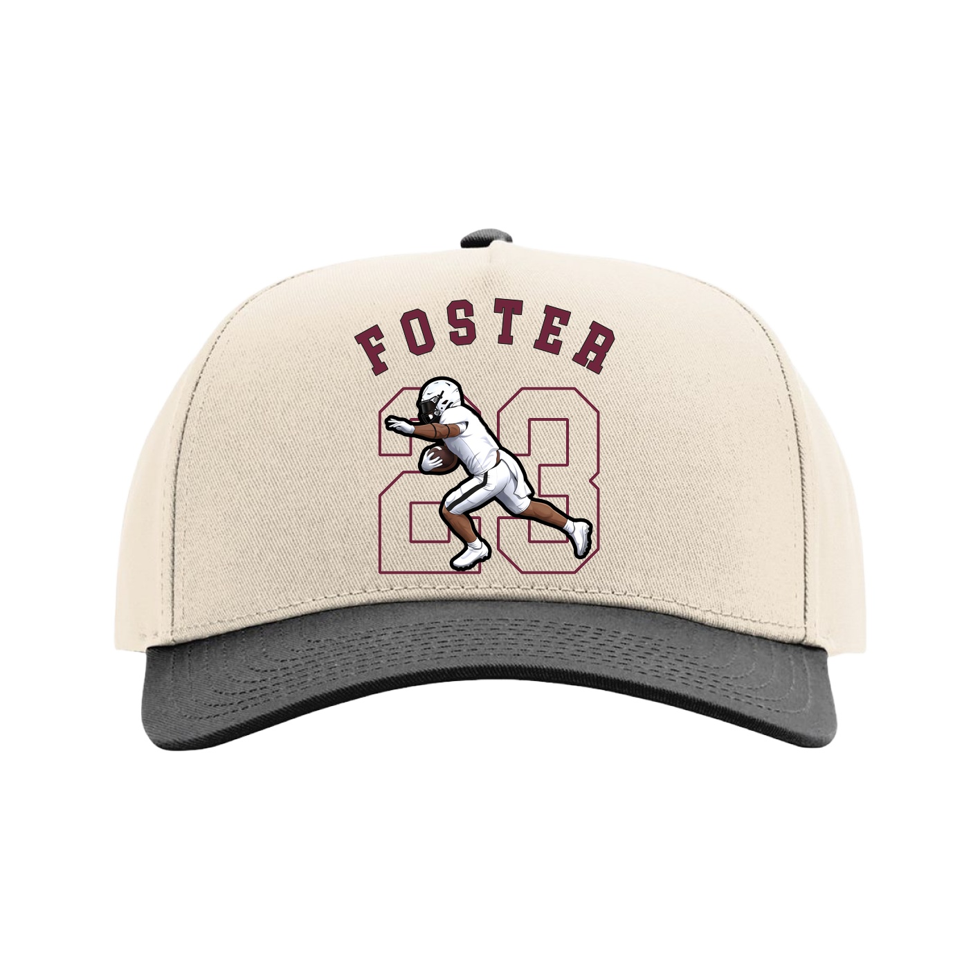 Full Fabric Five-Panel Champ Cap — Shirsey Arch in Cream/Black
