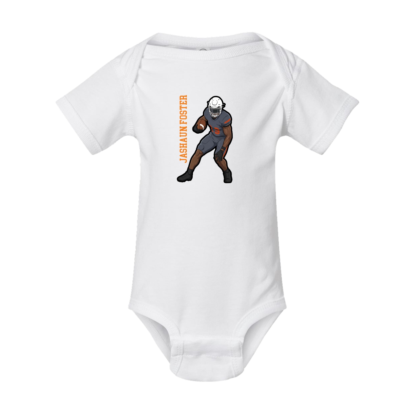 Baby Onesie — Name Vertical in White