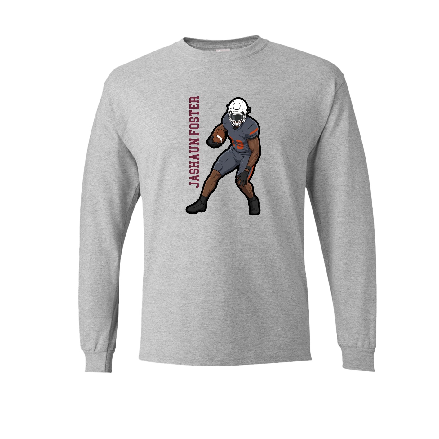 Long Sleeve Tee — Name Vertical in Grey