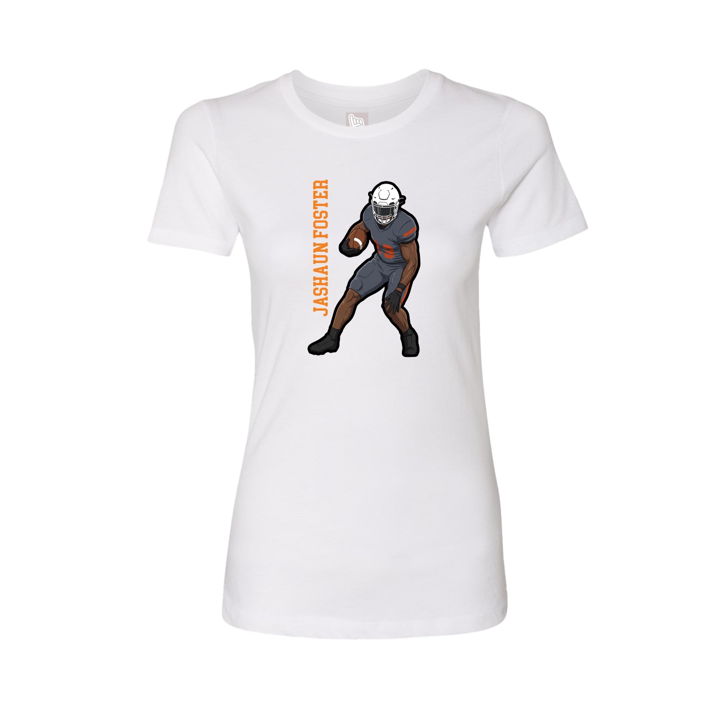 Fitted Women's Tee — Name Vertical in White