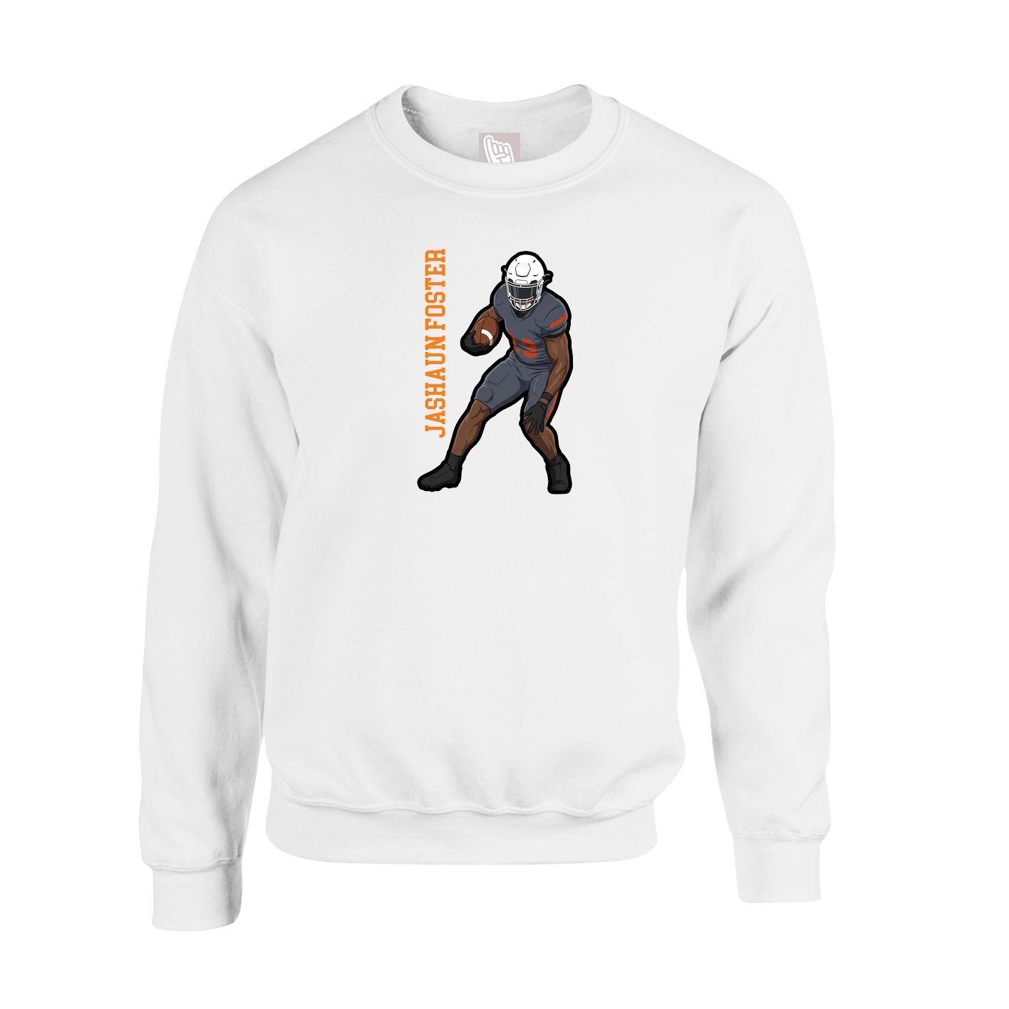 Fleece Crew — Name Vertical in White