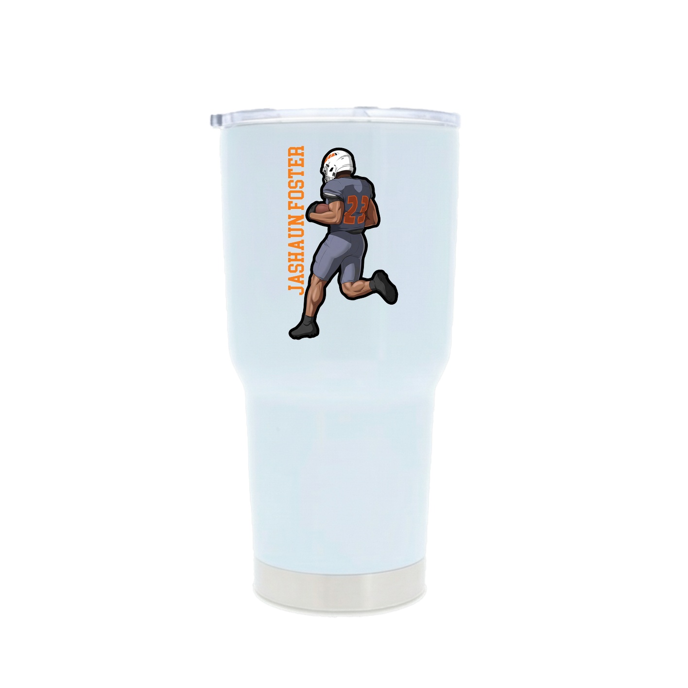 30oz Stainless Steel Tumbler — Name Vertical in White