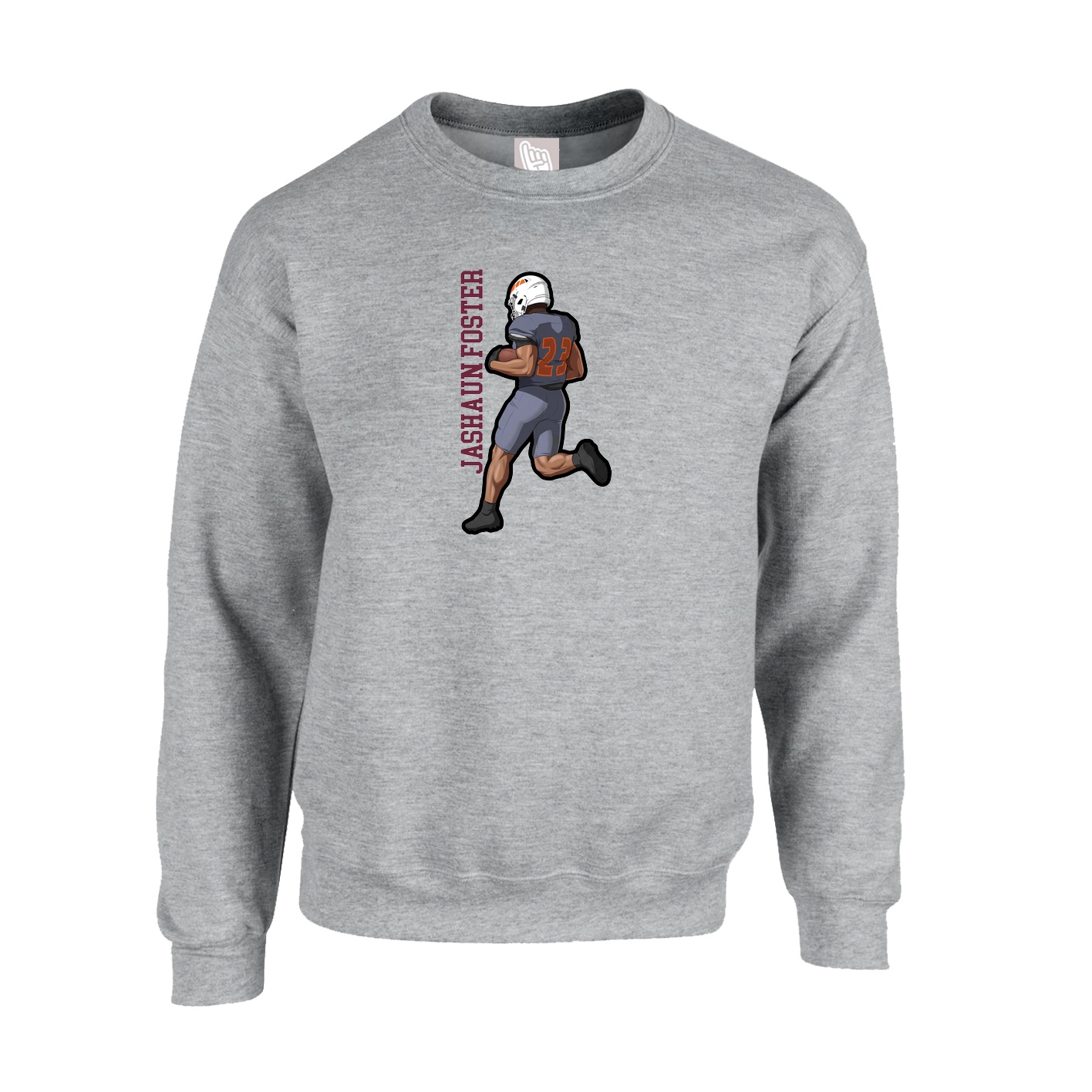Fleece Crew — Name Vertical in Grey