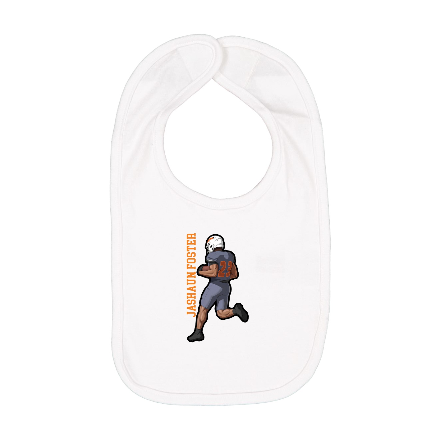 Infant Bib — Name Vertical in White