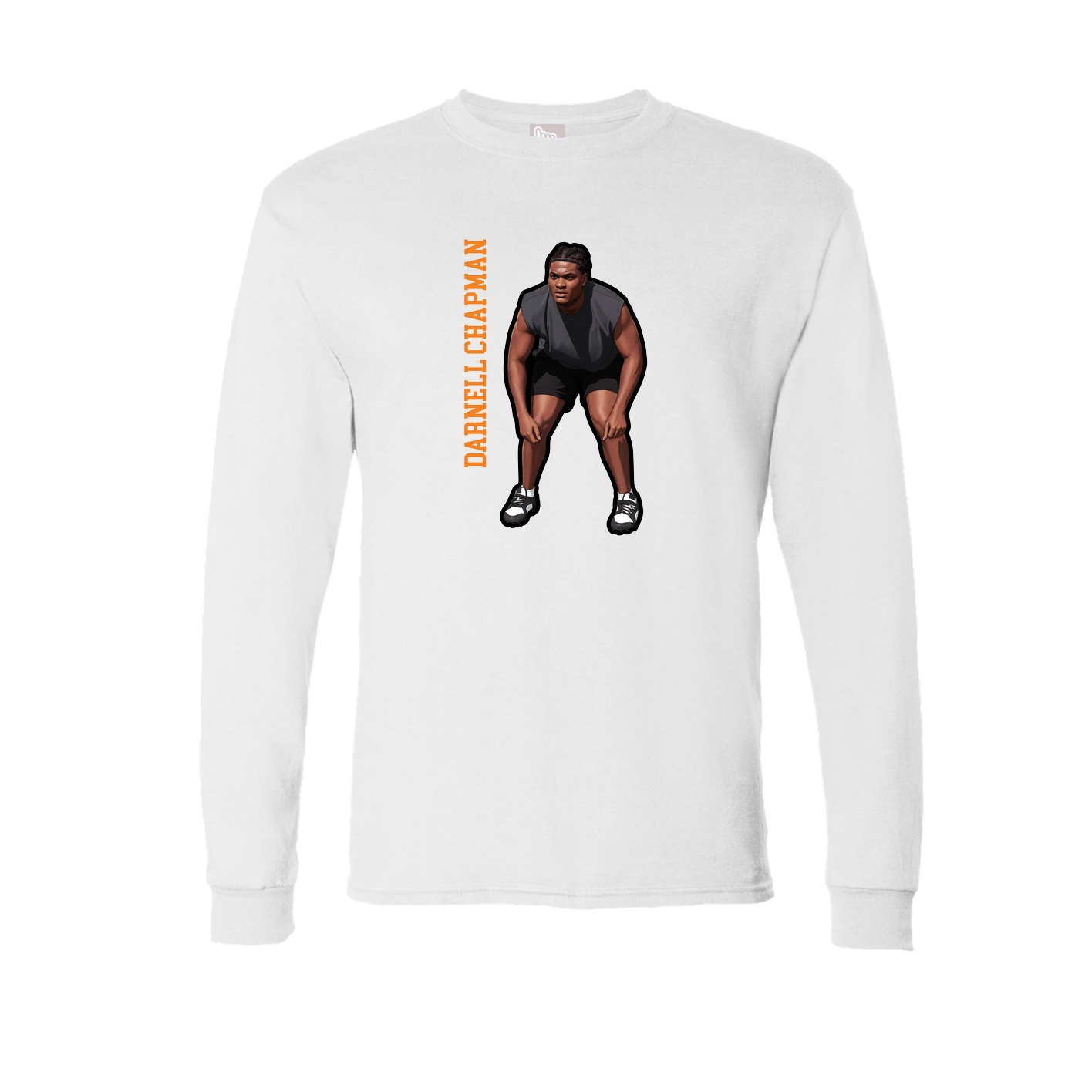 Long Sleeve Tee — Name Vertical in White