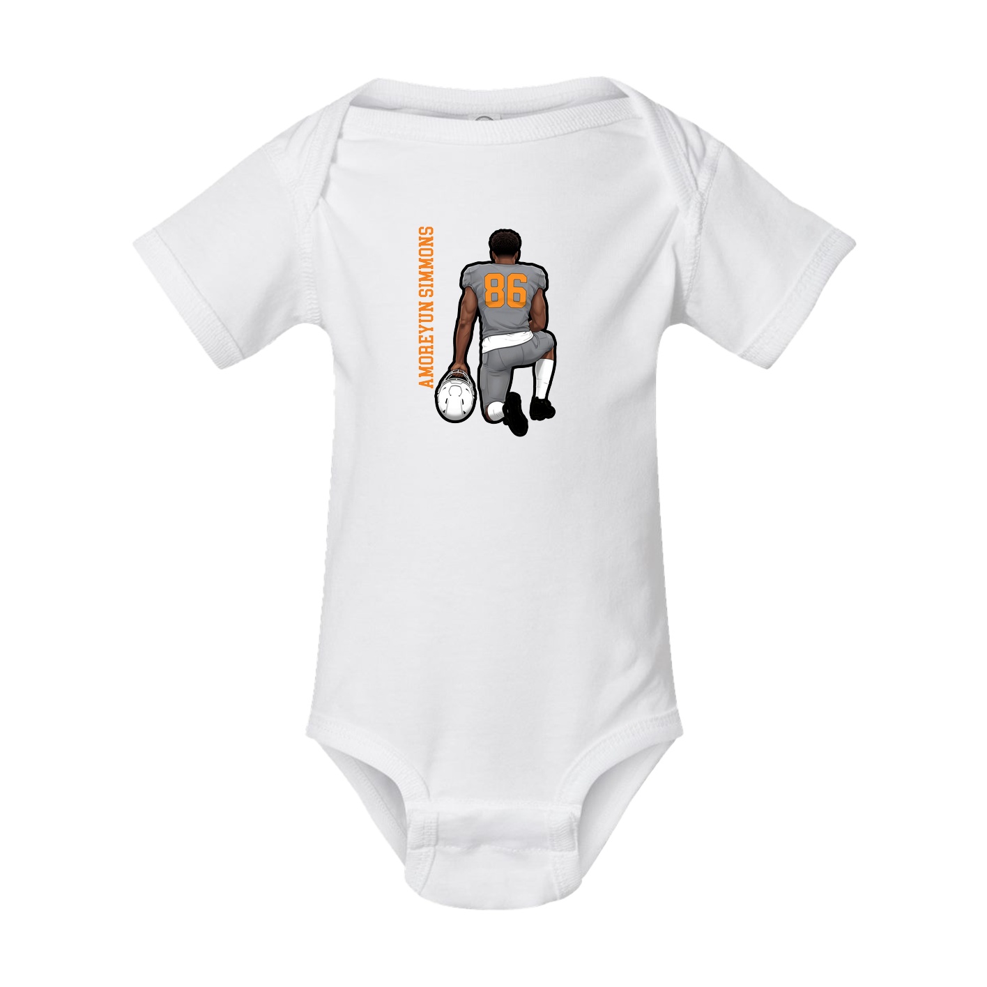 Baby Onesie — Name Vertical in White