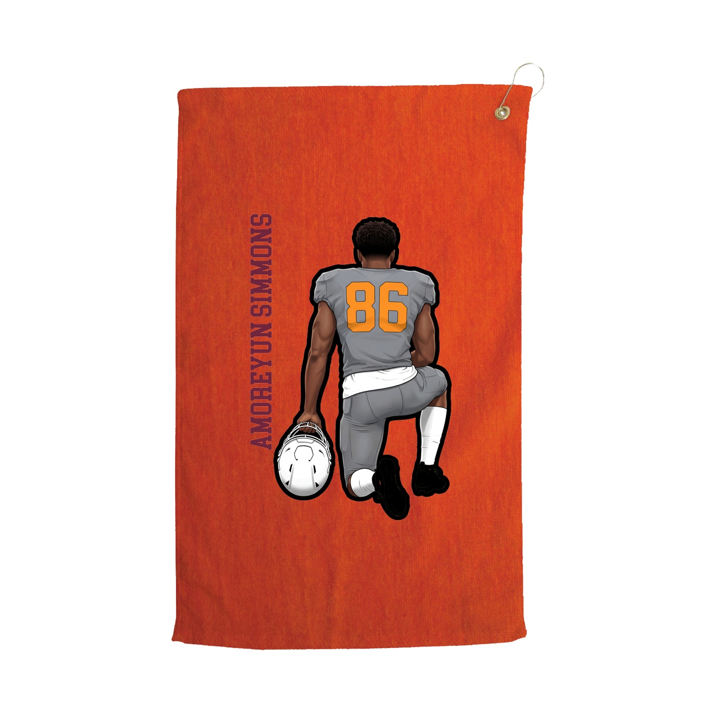 Golf Towel — Name Vertical in Orange