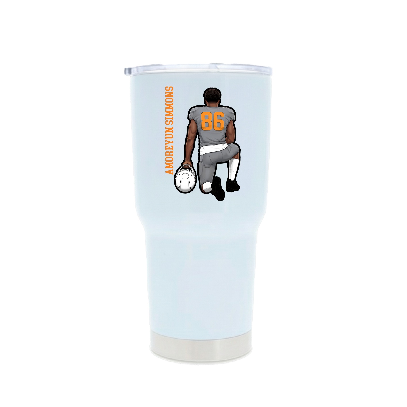 30oz Stainless Steel Tumbler — Name Vertical in White