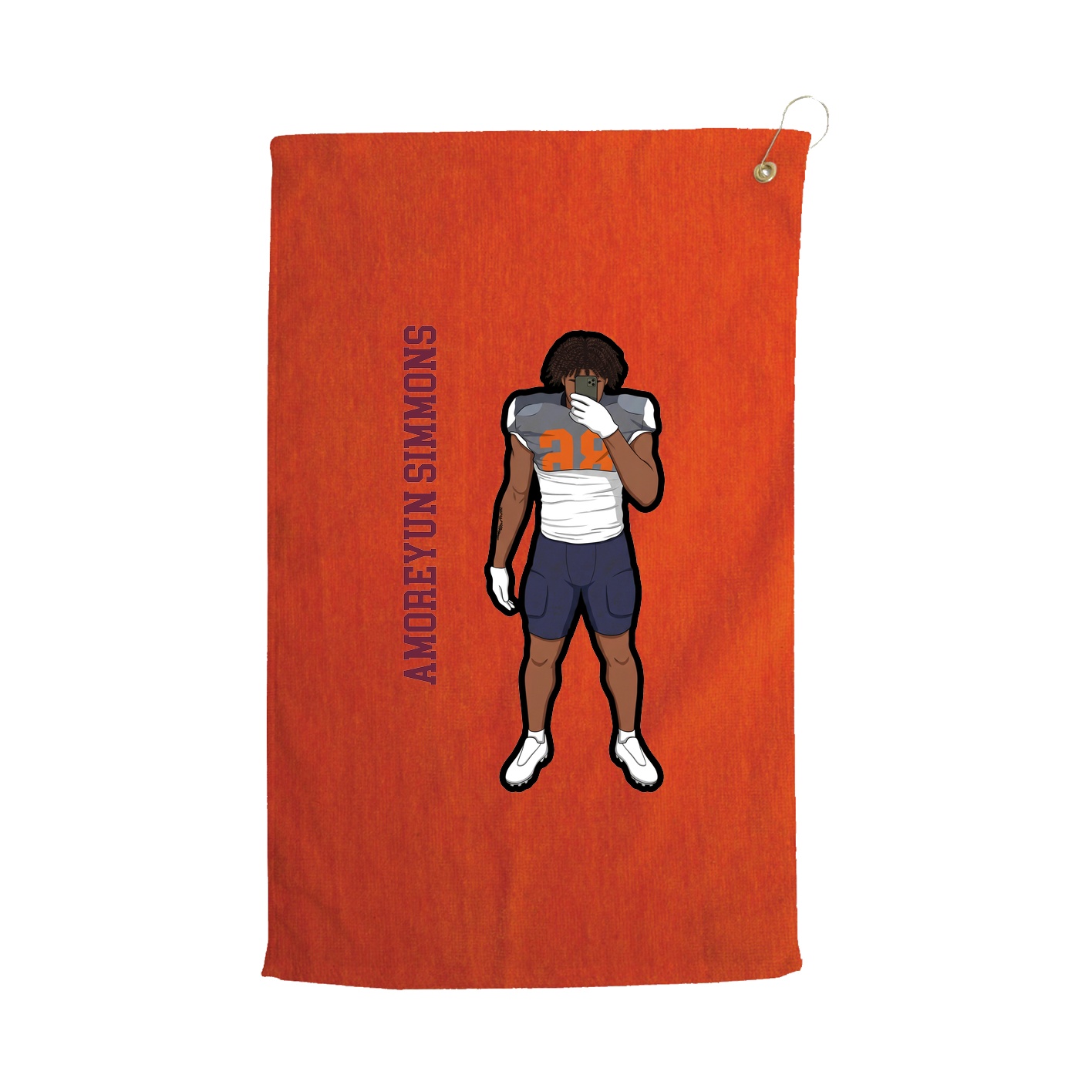 Golf Towel — Name Vertical in Orange