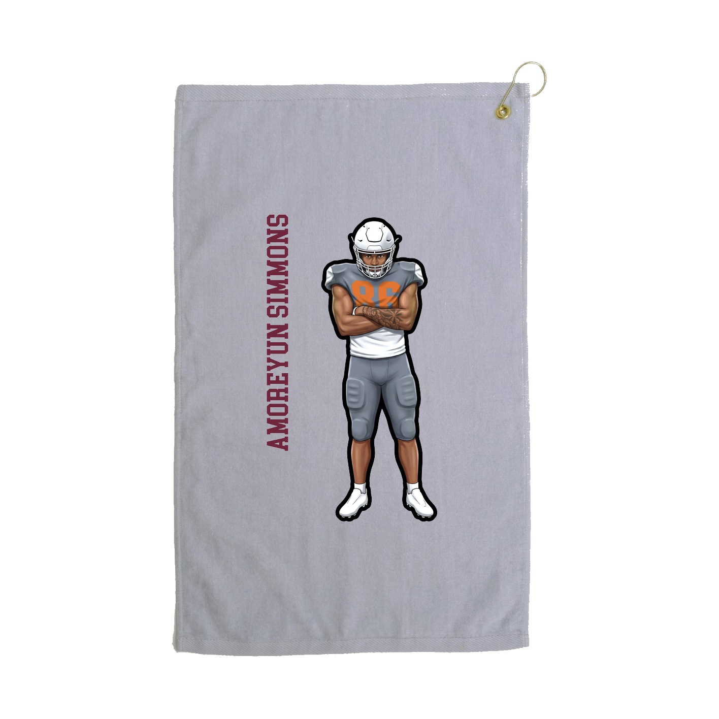 Golf Towel — Name Vertical in Grey