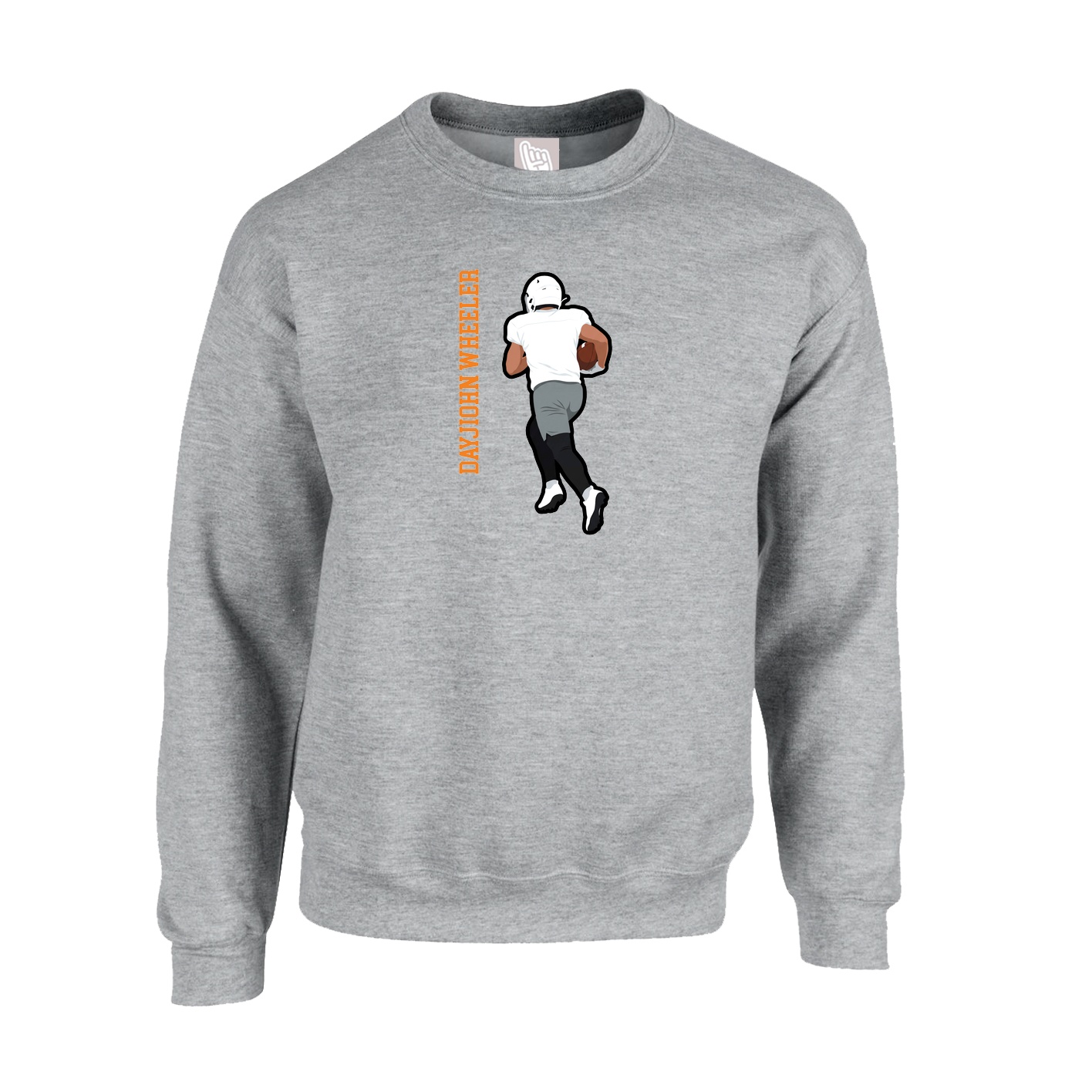 Fleece Crew — Name Vertical in Grey