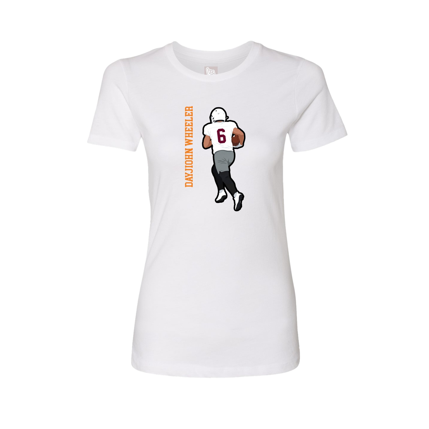 Womens Tee — Name Vertical in White
