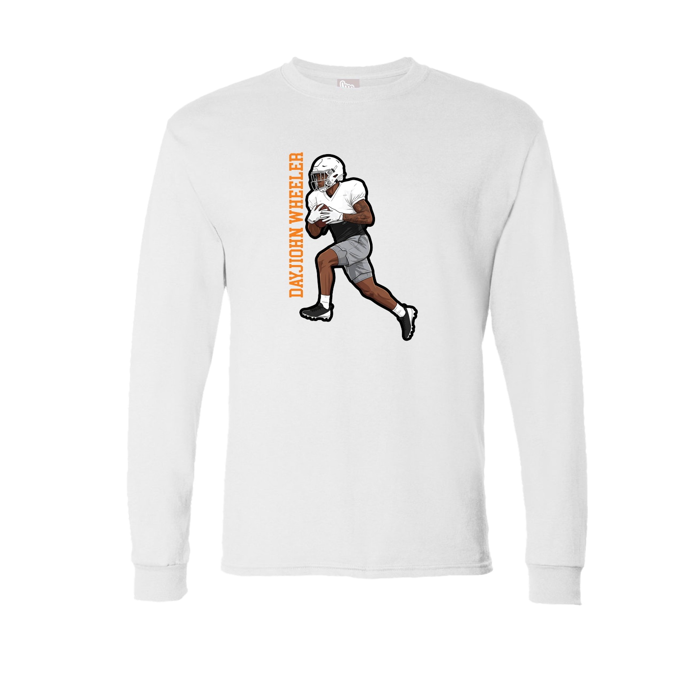 Long Sleeve Tee — Name Vertical in White