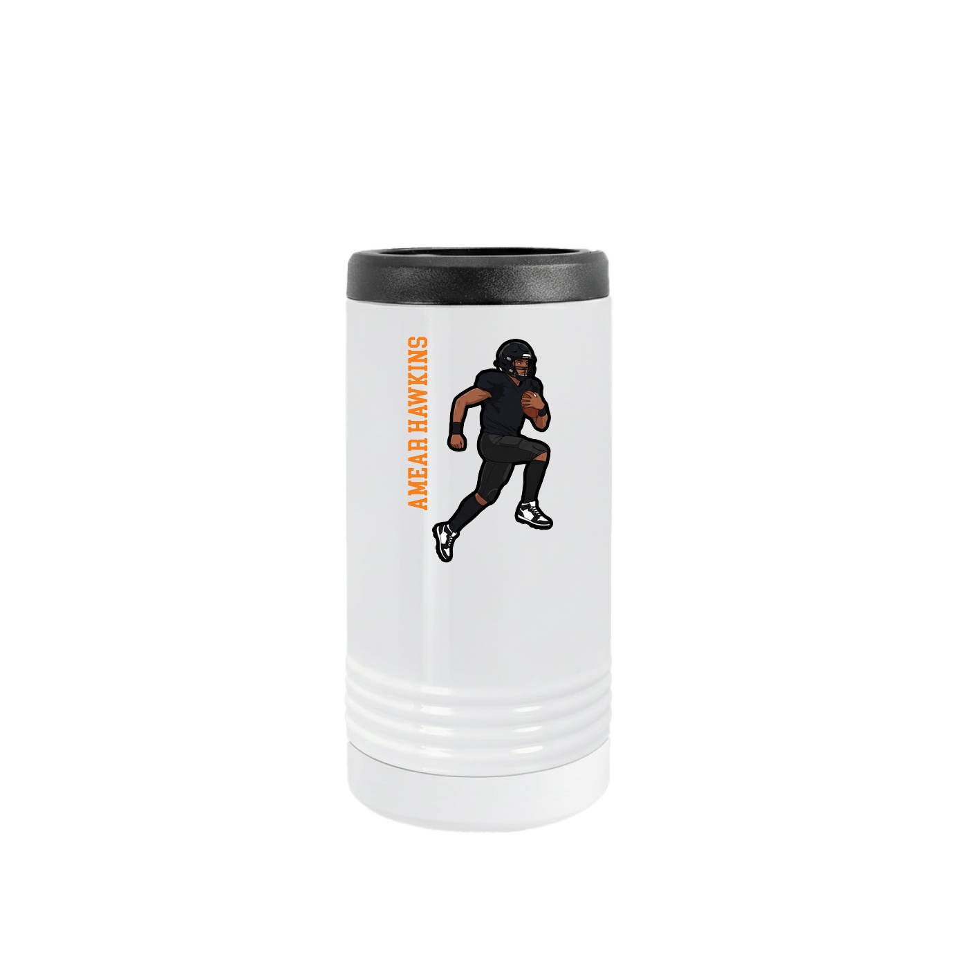 Slim Beverage Holder — Name Vertical in White